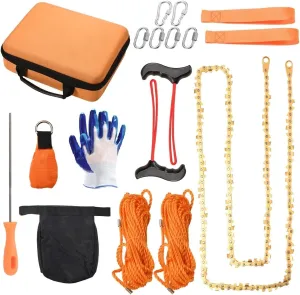 55 Inch Rope Chain Saw with 70 Sharp Teeth & 64 Feet Ropes Kit, Tree Saw High Limb Pocket Chainsaw - Pole Saws for Tree Trimming and Limb Removal