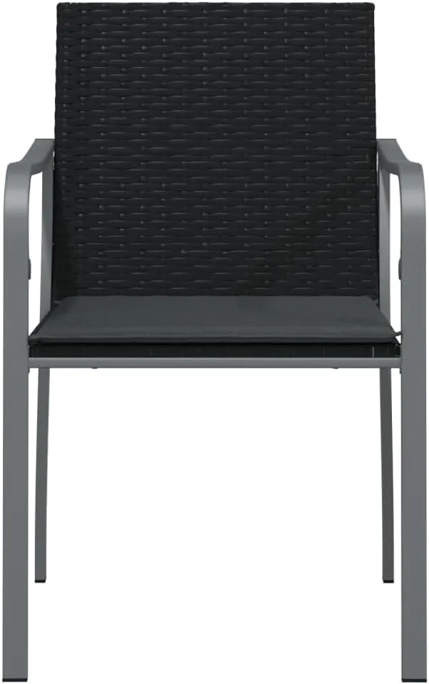 6-Piece Patio Chairs Set with Cushions Black PE Rattan Outdoor Furniture for Garden Pool Beach Lounge Dining