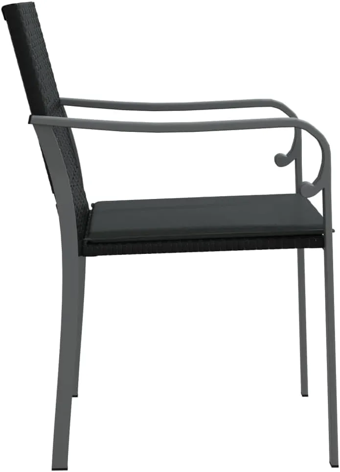 6-Piece Patio Chairs Set with Cushions Black PE Rattan Outdoor Furniture for Garden Pool Beach Lounge Dining