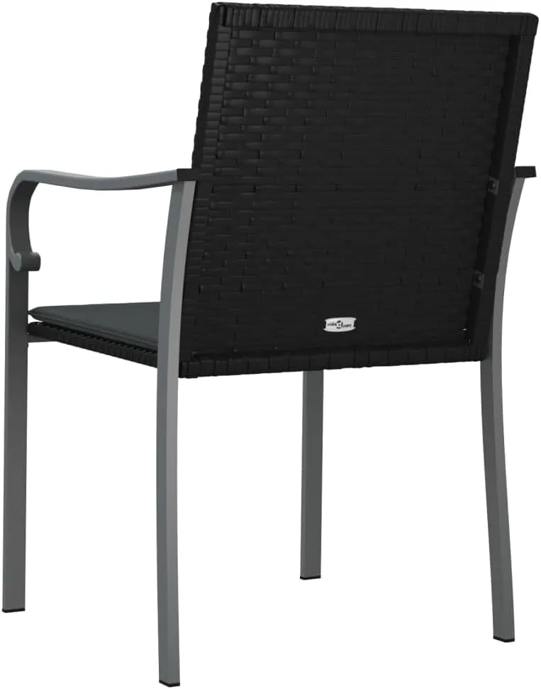 6-Piece Patio Chairs Set with Cushions Black PE Rattan Outdoor Furniture for Garden Pool Beach Lounge Dining