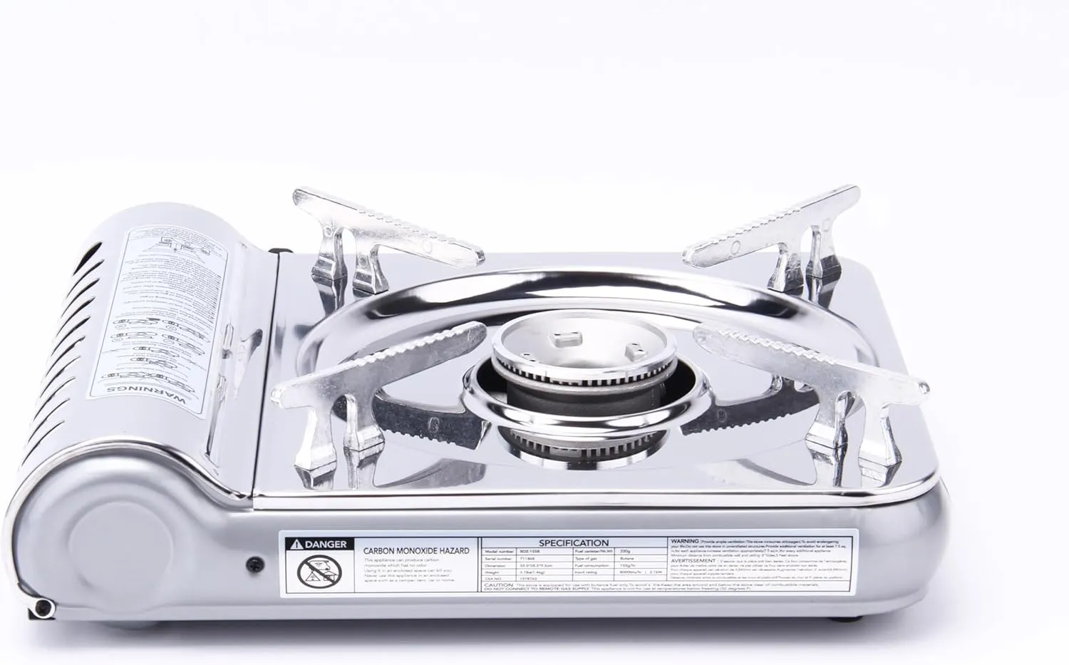 8,000 BTU Stainless Steel Butane Gas Portable Camping Stove