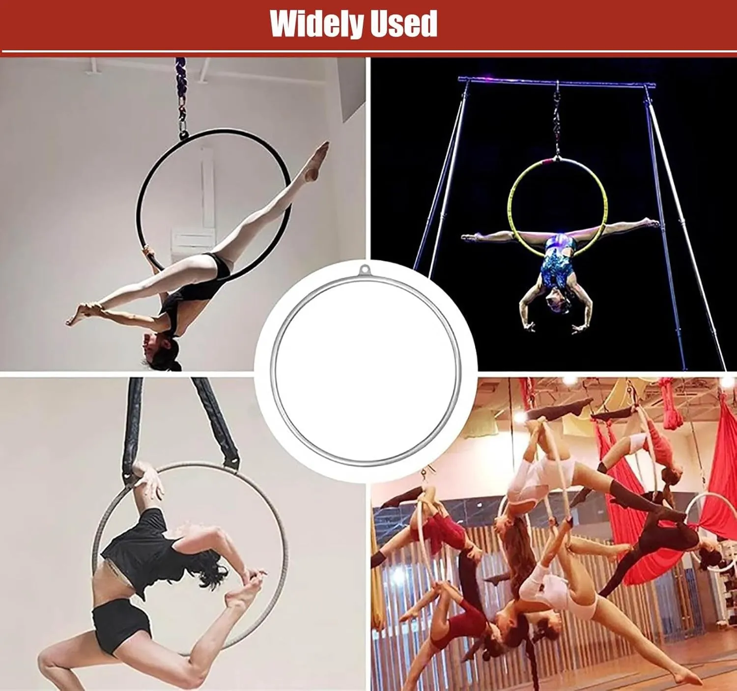 80cm/85cm90cm/95cm Single Point Lyra Hoop Set, Includes Fixing Plate Carabiners Swivel Aerial Strop for Beginners Home Practice and Circus Ring (Color : 1.3in(32mm), Size : Dia 90cm(35.5in))