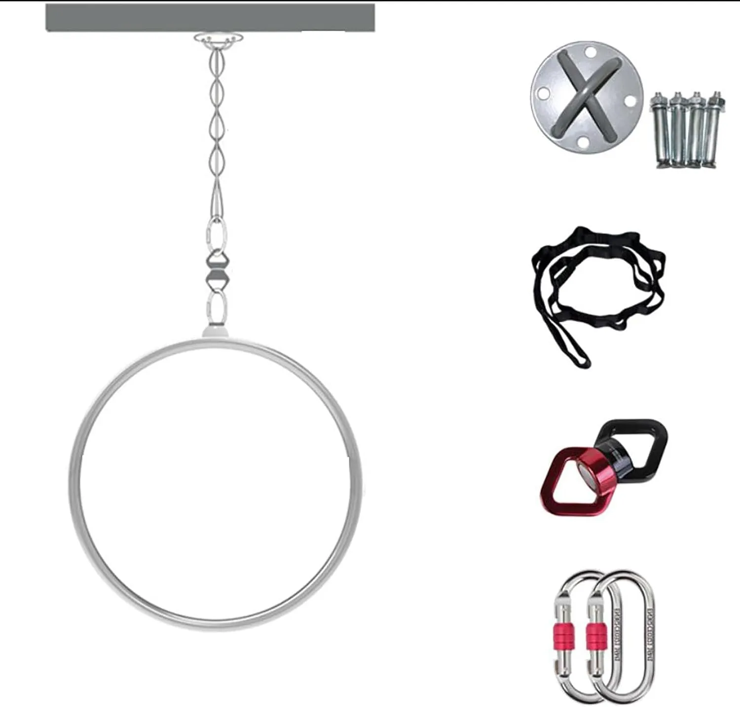 80cm/85cm90cm/95cm Single Point Lyra Hoop Set, Includes Fixing Plate Carabiners Swivel Aerial Strop for Beginners Home Practice and Circus Ring (Color : 1.3in(32mm), Size : Dia 90cm(35.5in))
