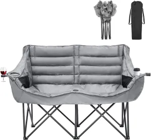 ABORON Oversized Camping Chair, Outdoor Chairs with Side Pocket, Heavy Duty Outside Couch, Folding Cotton Padded Chair Seat for Sports, Patio