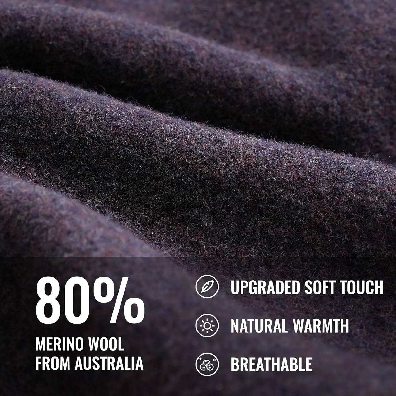 ACUSHLA 80% Merino Wool Camp Blanket - Soft Warm Thick Blanket Throw for Bed Couch Outdoor Camping Travel Car Sleeping Patio Porch, 59"x79" Dark Red