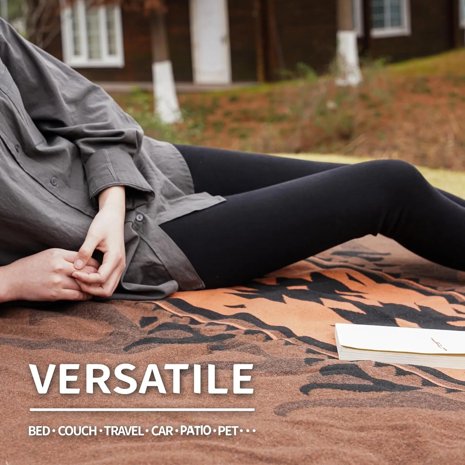ACUSHLA Merino Wool Blanket - Soft Warm Thick Washable Large Bed Couch Camping Outdoor Travel Throw Blanket All Seasons, Flame Brown 79X63