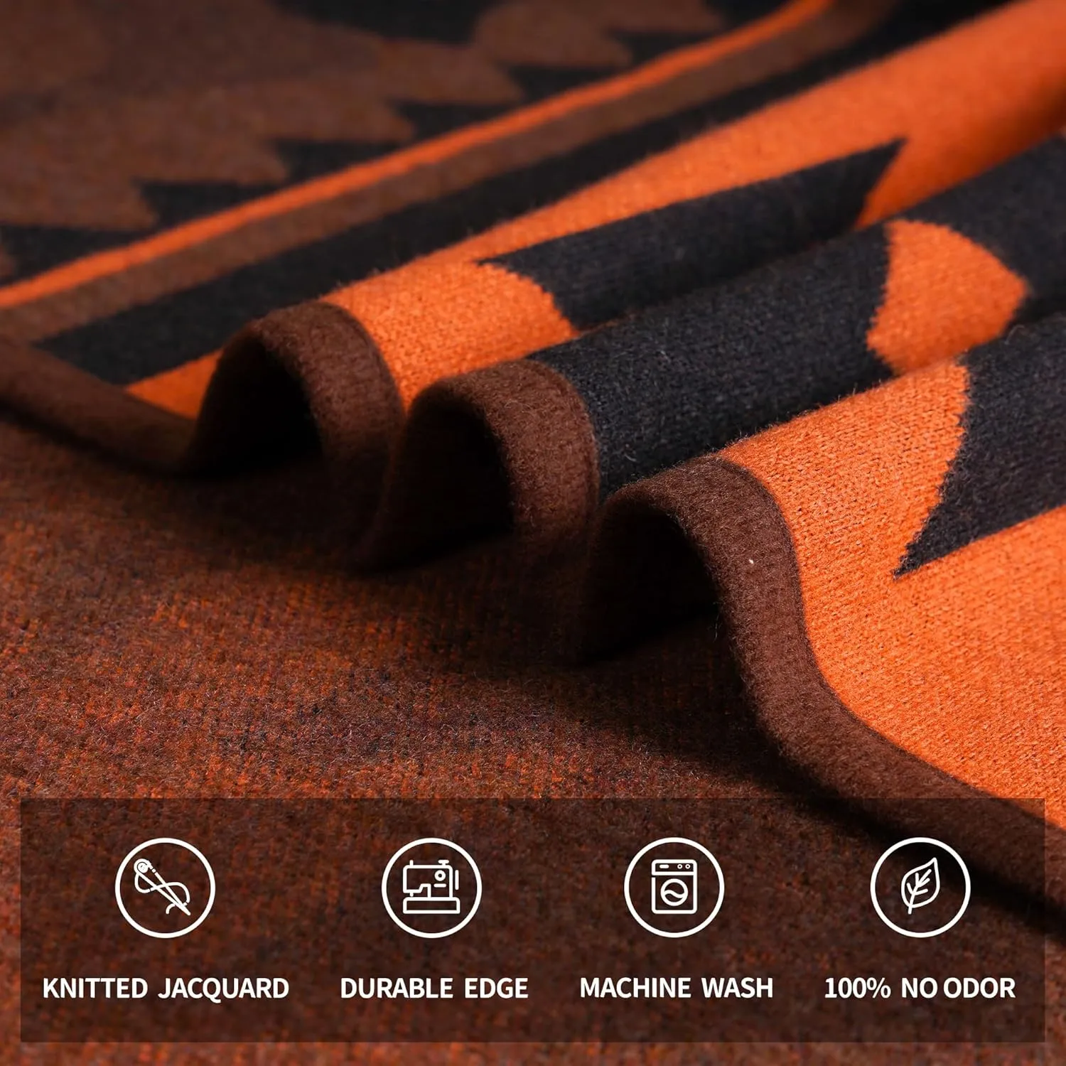 ACUSHLA Merino Wool Blanket - Soft Warm Thick Washable Large Bed Couch Camping Outdoor Travel Throw Blanket All Seasons, Flame Brown 79X63