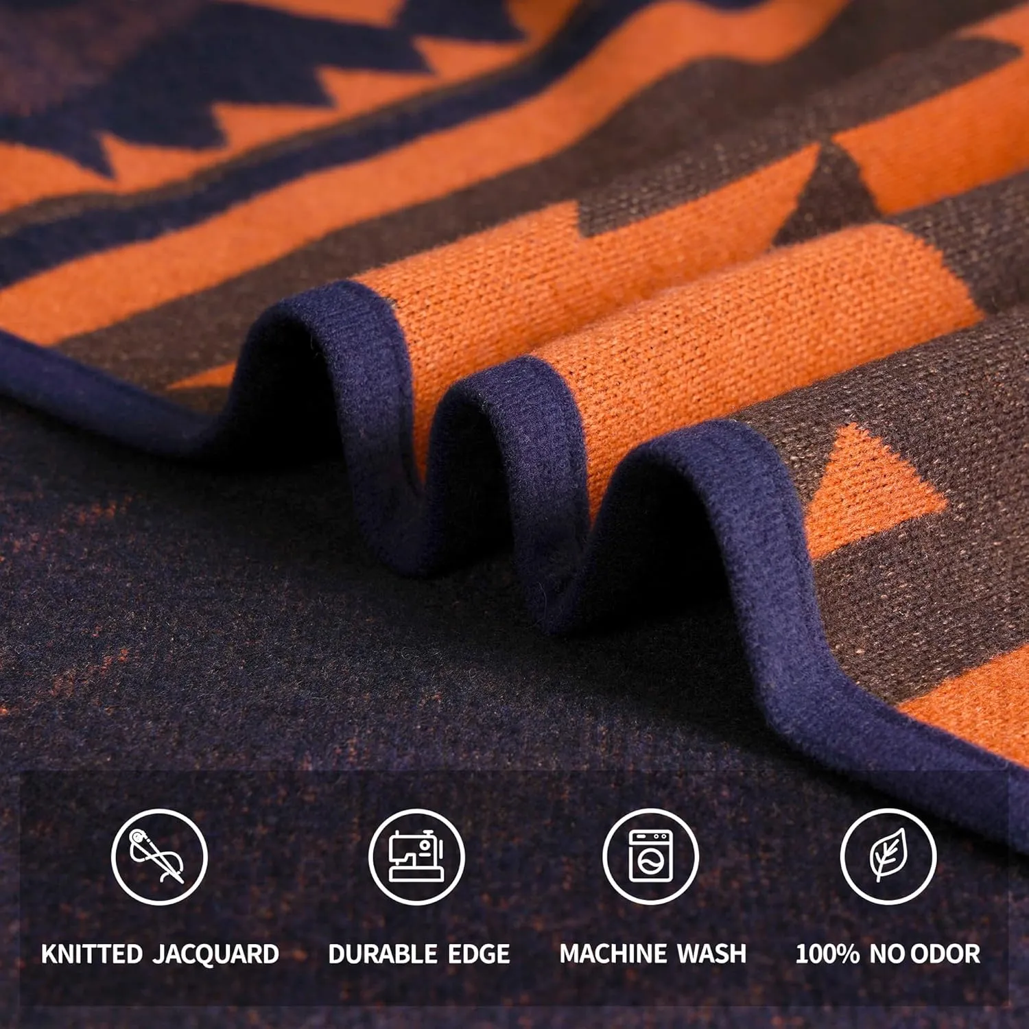 ACUSHLA Merino Wool Blanket - Soft Warm Thick Washable Large Bed Couch Camping Outdoor Travel Throw Blanket All Weather, Flame Blue 79X63
