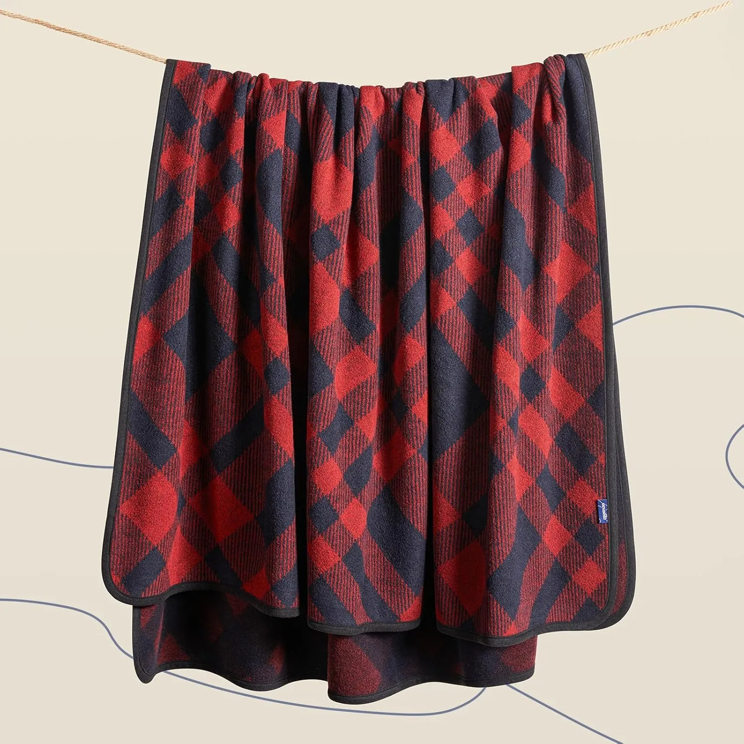 ACUSHLA Merino Wool Blanket - Soft Warm Thick Washable Large Throw Blanket for Camping Bed Couch Outdoor Travel All Weather, Scottish Plaid Red 79X63