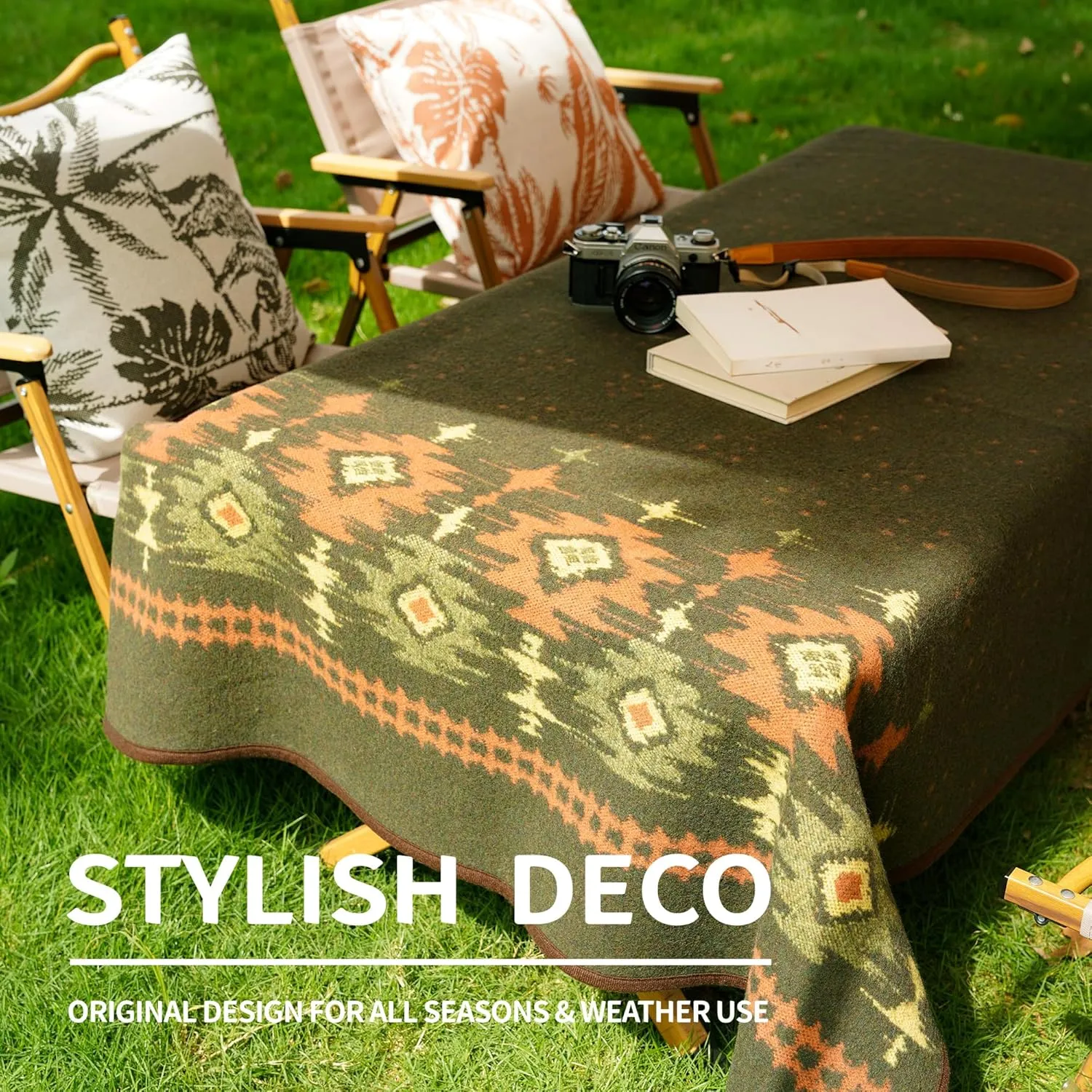 ACUSHLA Merino Wool Blanket - Warm Thick Washable Large Bed Couch Outdoor Camping Sleeping Throw Blanket All Seasons, Myers Green 79x63