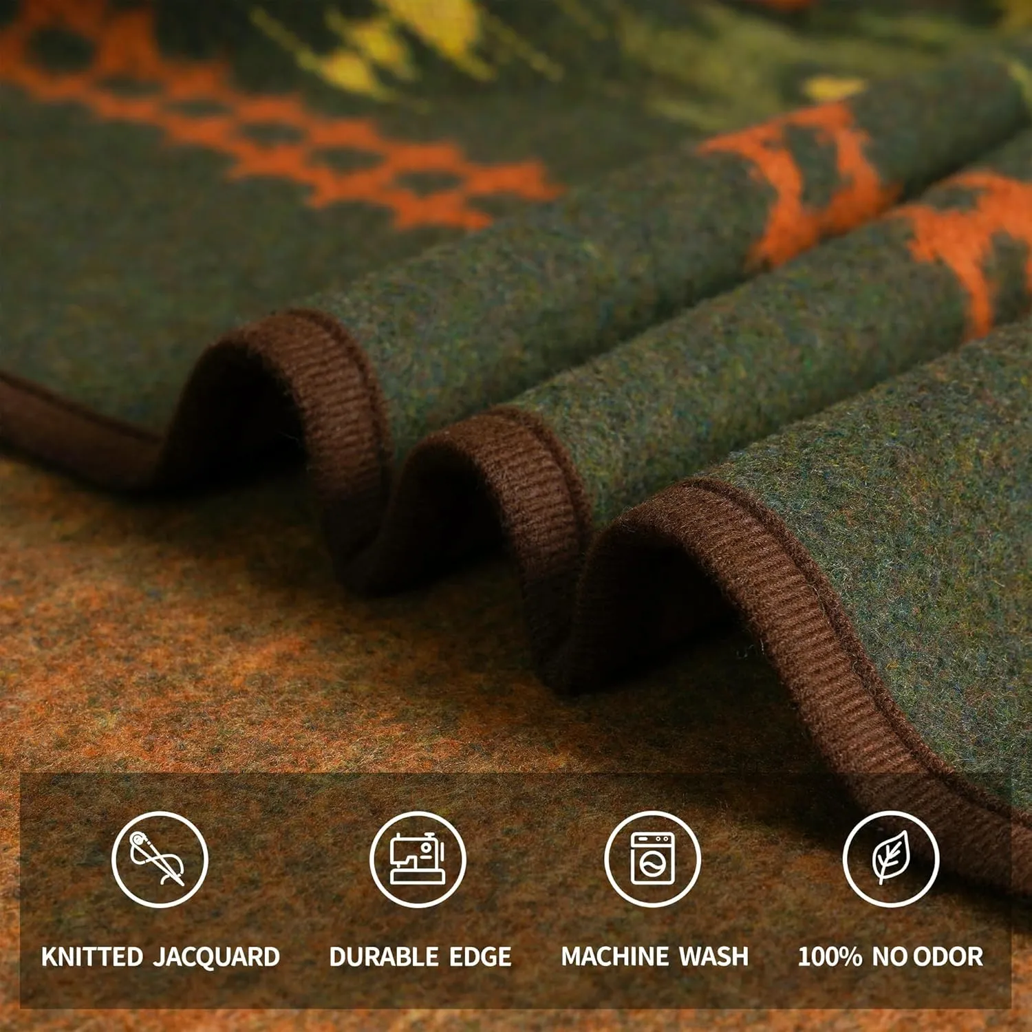ACUSHLA Merino Wool Blanket - Warm Thick Washable Large Bed Couch Outdoor Camping Sleeping Throw Blanket All Seasons, Myers Green 79x63