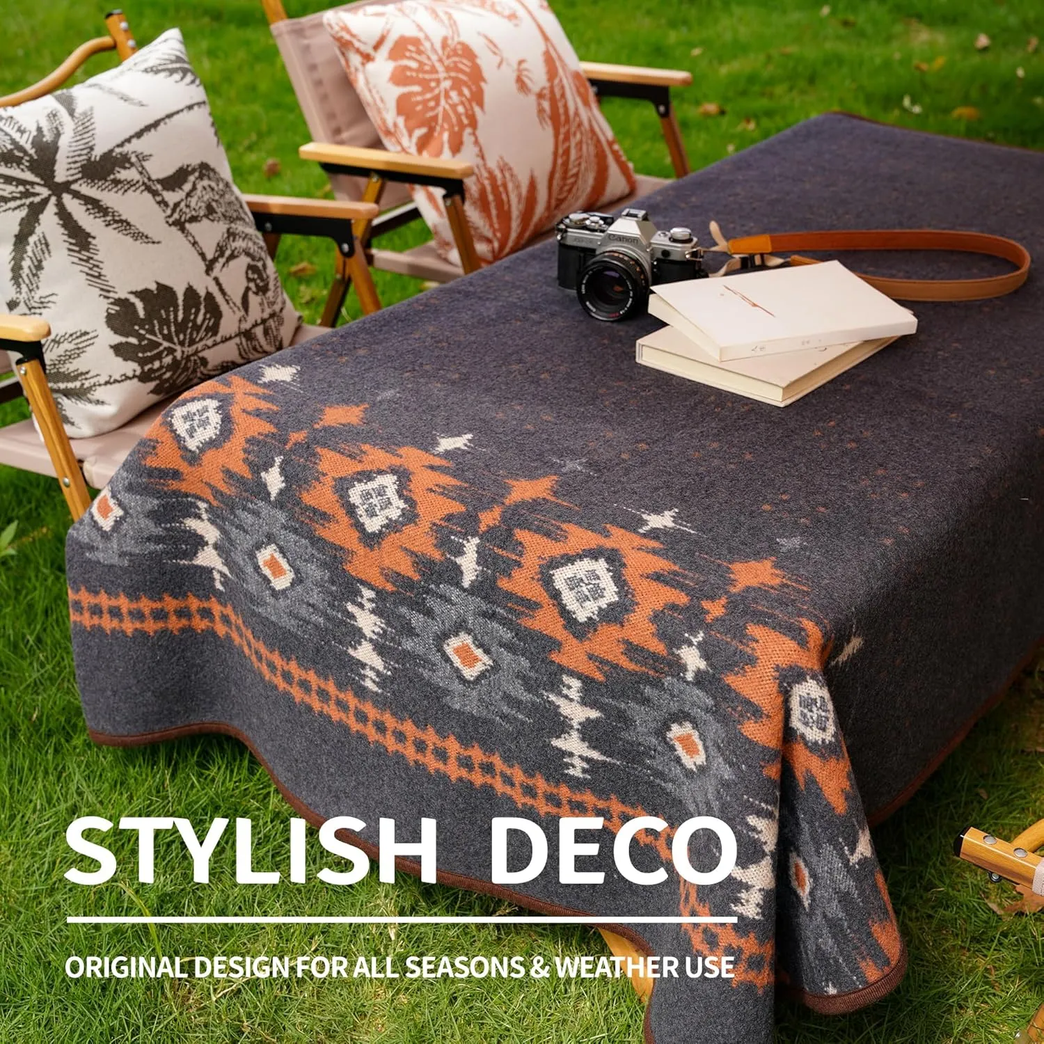 ACUSHLA Merino Wool Blanket - Warm Thick Washable Large Bed Couch Outdoor Camping Sleeping Throw Blanket All Weather Myers Gray 79x63