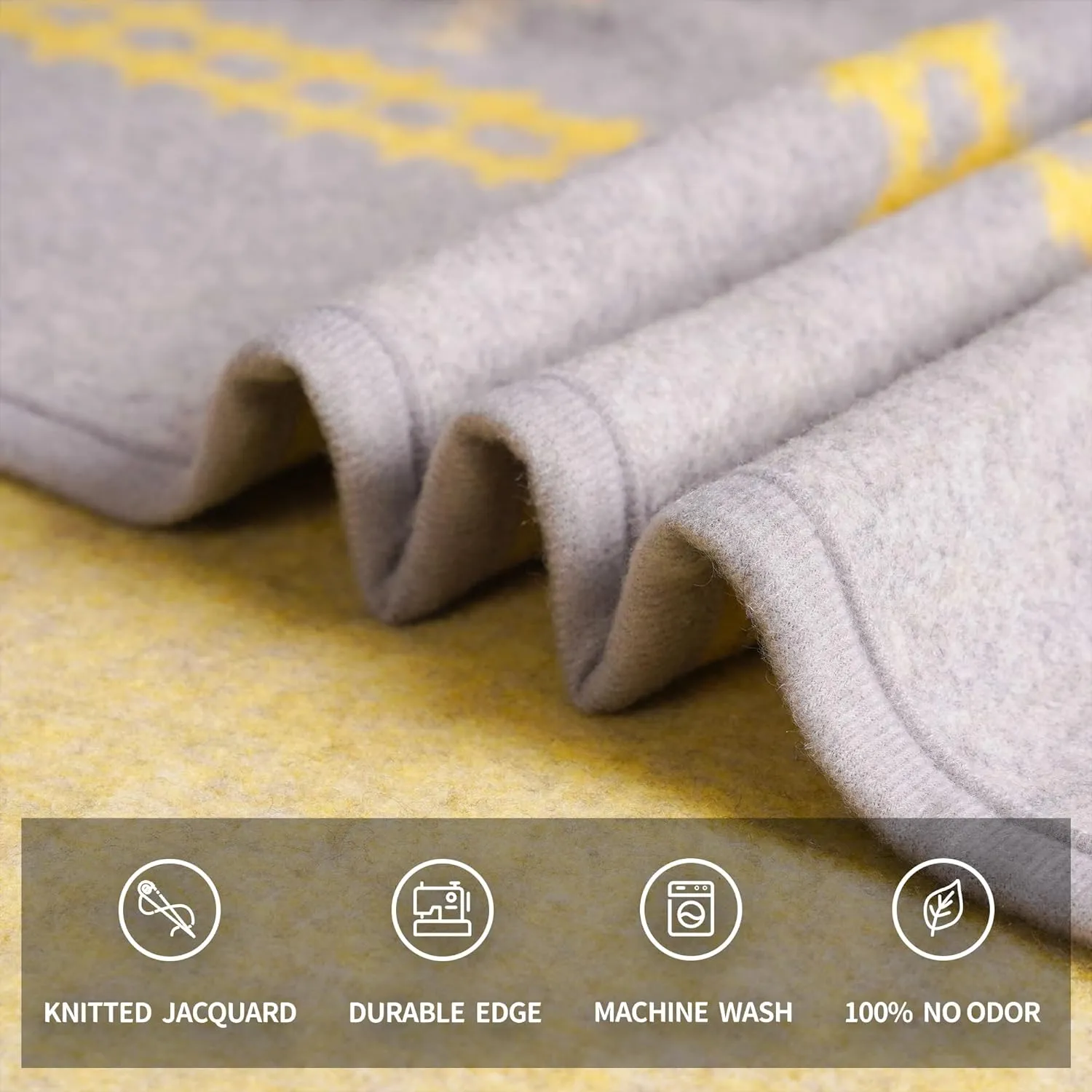 ACUSHLA Merino Wool Blanket - Warm Thick Washable Large Bed Couch Outdoor Camping Throw Blanket All Seasons 79X63, Myers Light Grey