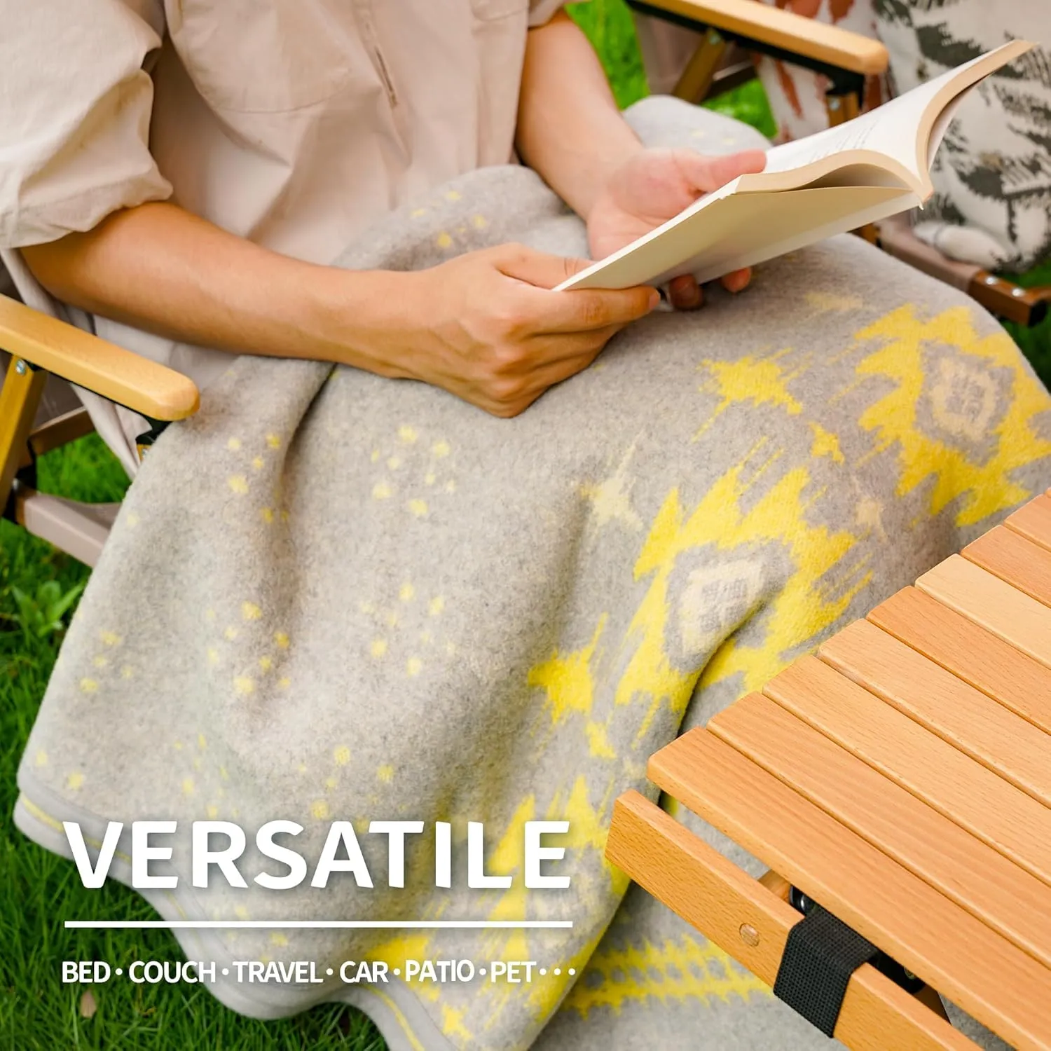 ACUSHLA Merino Wool Blanket - Warm Thick Washable Large Bed Couch Outdoor Camping Throw Blanket All Seasons 79X63, Myers Light Grey