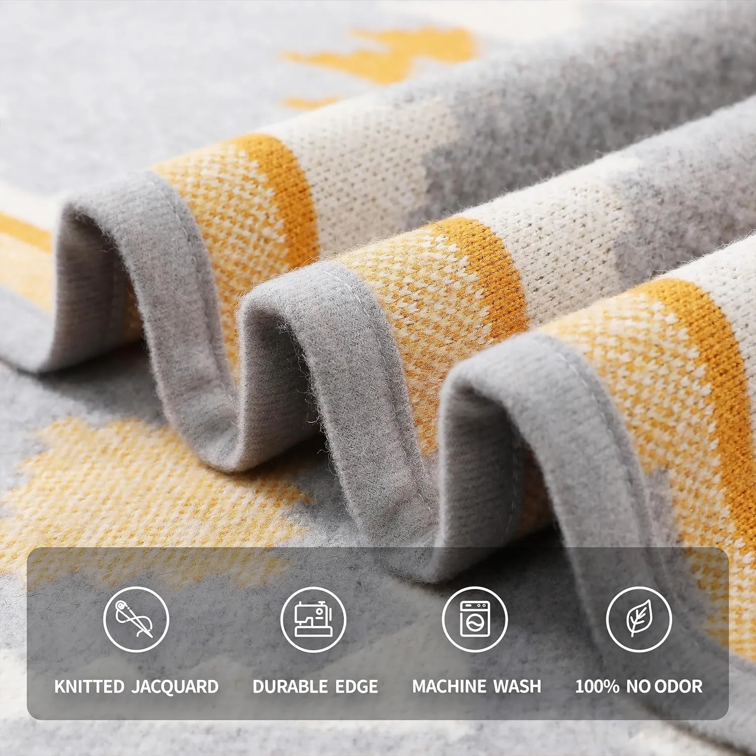 ACUSHLA Merino Wool Blanket - Warm Thick Washable Large Outdoor Camping Sleeping Throw Blanket All Weather, Morocco Grey 79x63