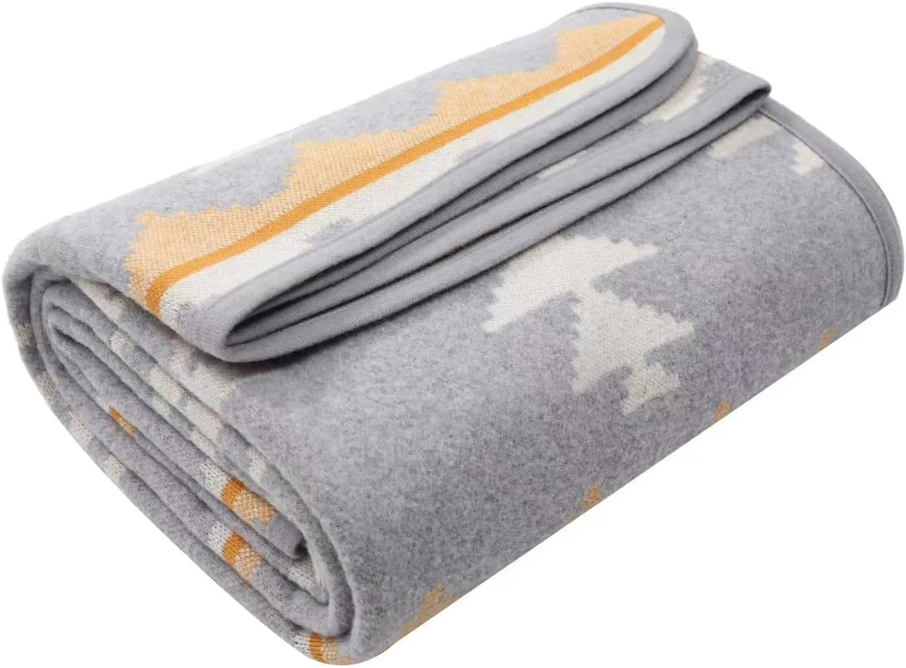 ACUSHLA Merino Wool Blanket - Warm Thick Washable Large Outdoor Camping Sleeping Throw Blanket All Weather, Morocco Grey 79x63
