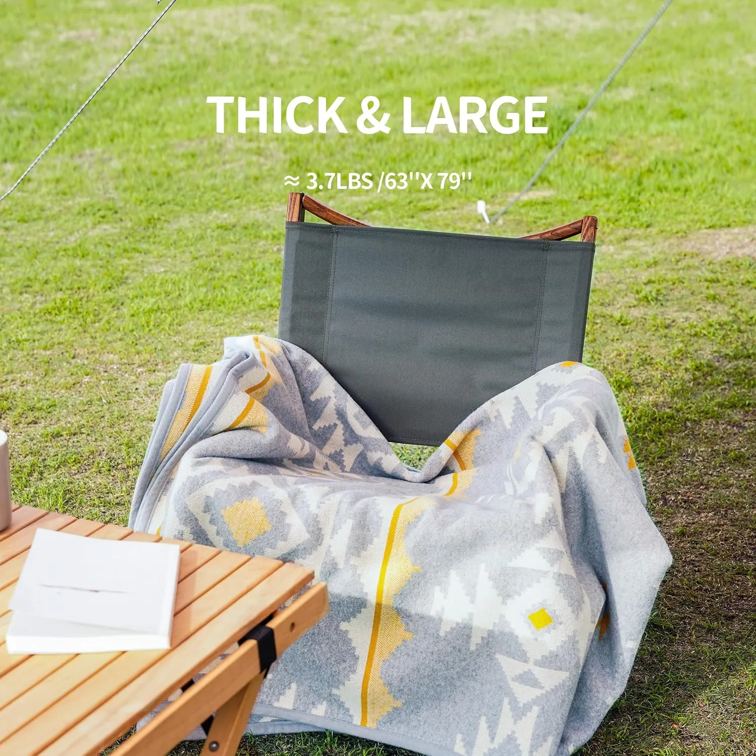ACUSHLA Merino Wool Blanket - Warm Thick Washable Large Outdoor Camping Sleeping Throw Blanket All Weather, Morocco Grey 79x63