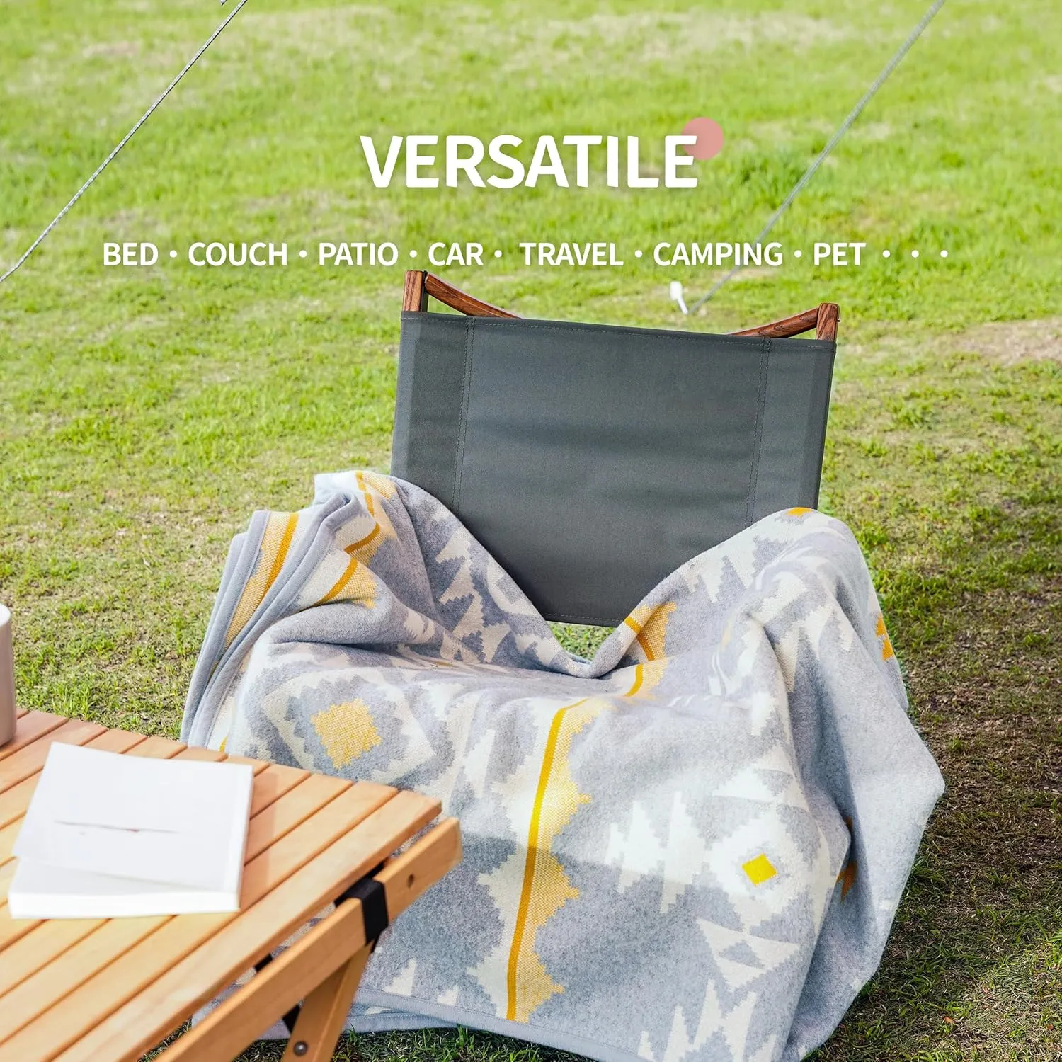 ACUSHLA Merino Wool Blend Blanket - Soft Warm Thick Washable Bed Couch Outdoor Camp Travel Car Blanket Throw All Weather, Morocco Grey 63" x 51"