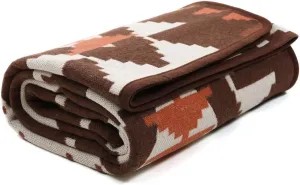 ACUSHLA Merino Wool Camp Blanket - Soft Warm Thick Washable Large Bed Couch Outdoor Camping Sleeping Travel Throw Blanket All Weather, Aztec Brown 79X63