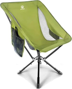 ADJ-S2 Portable Camping Chair - Adjustable Height Folding Chair, Compact Collapsible Chair for Outdoor and Camping, Beach, Sports/Music Events, Supports 330LBS - Lush Green 2025 Edition