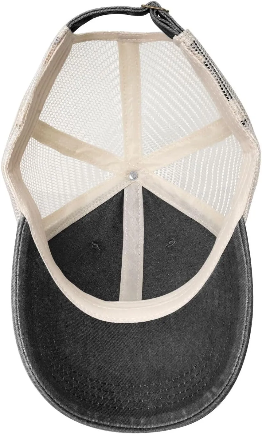 Adjustable Mesh Baseball Caps Snapback Mesh Back Hat Dad Cap Hat Vintage Washed Hat Breathable Sun Hats for Men Women