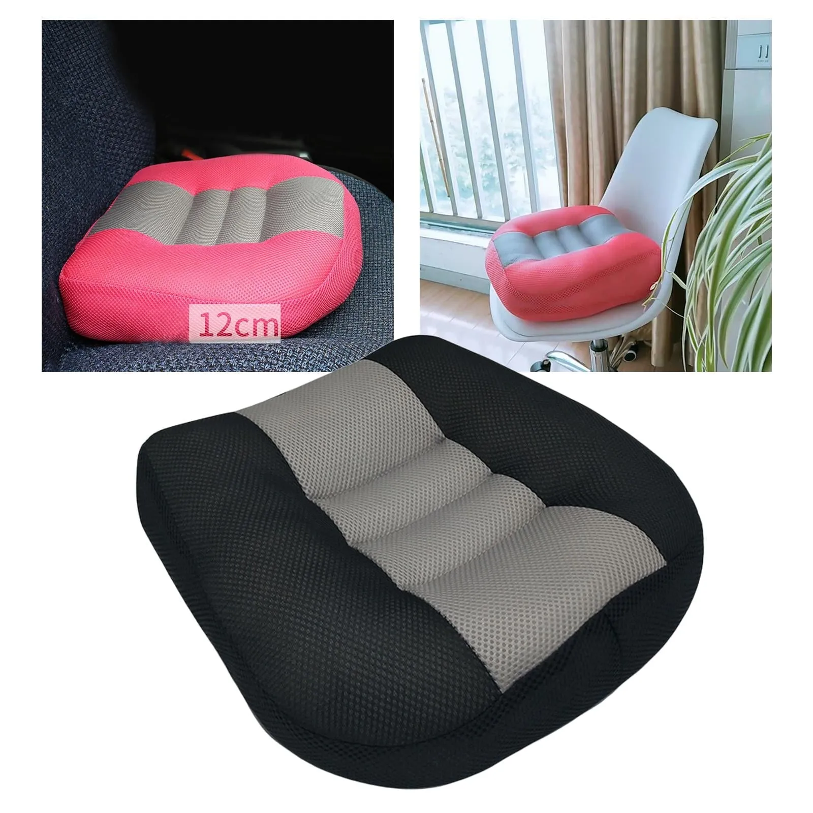 Adult Car Driver Seat Cushion Boost Mat Breathable Mesh Portable Angle Black