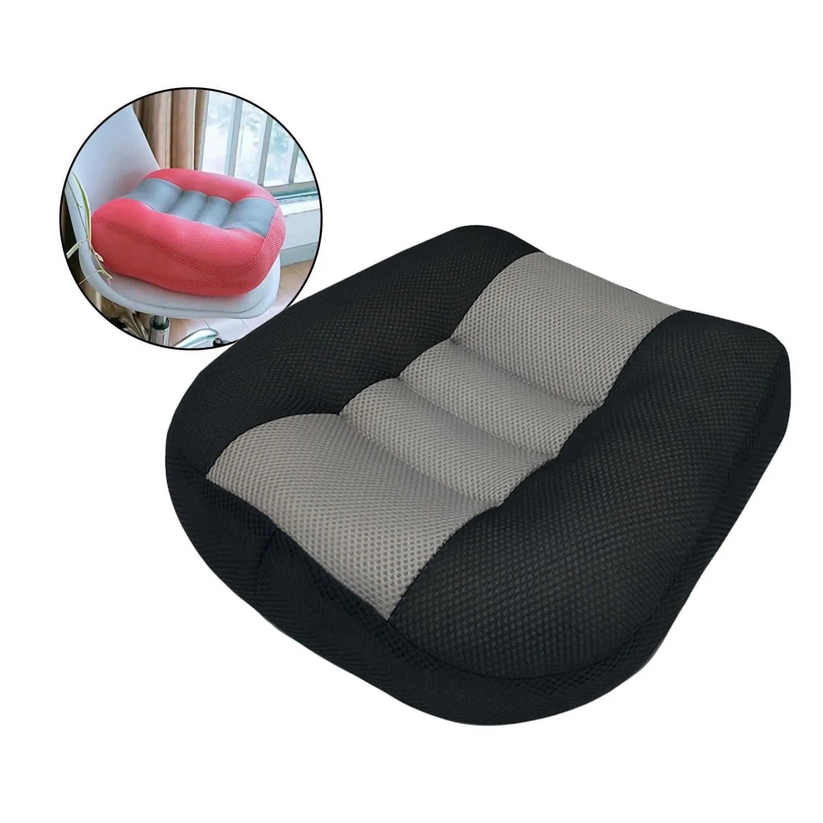 Adult Car Driver Seat Cushion Boost Mat Breathable Mesh Portable Angle Black