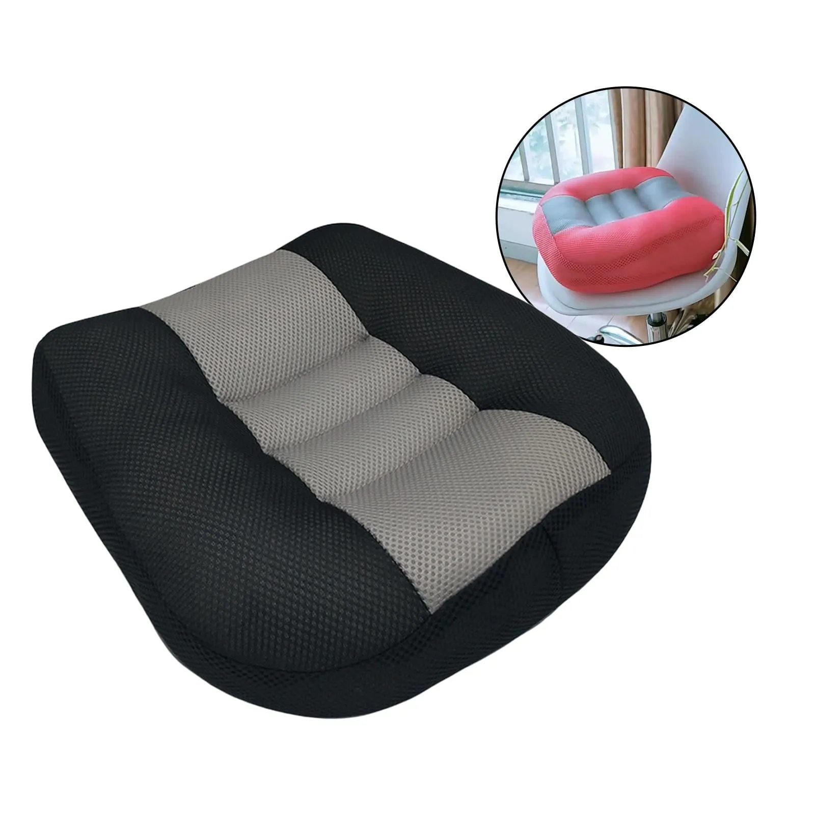 Adult Car Driver Seat Cushion Boost Mat Breathable Mesh Portable Angle Black