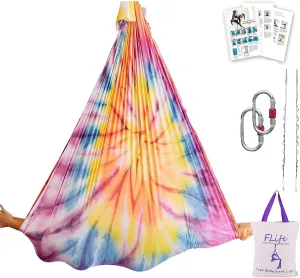 Aerial Yoga Hammock 6.5 yards Premium Aerial Silk Fabric Yoga Swing for Antigravity Inversion Include Daisy Chain,Carabiner and Pose Guide