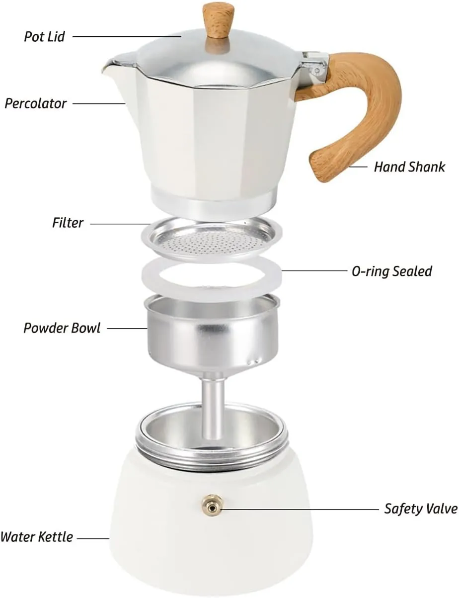 AGOGO Milano Moka pot, Stovetop Espresso maker, Greca Coffee Maker, Stovetop coffee maker and espresso maker percolator With Paper Filter 6 Cup Lake Blue