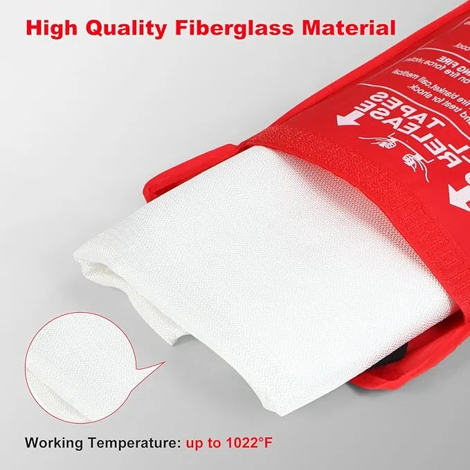Aleric Emergency Fire Blanket for Home and Kitchen, 2 Pack Fire Suppression Blanket, Fire Extinguisher Blanket, Flame Retardant Blankets Fiberglass Fire Blankets for House Camping