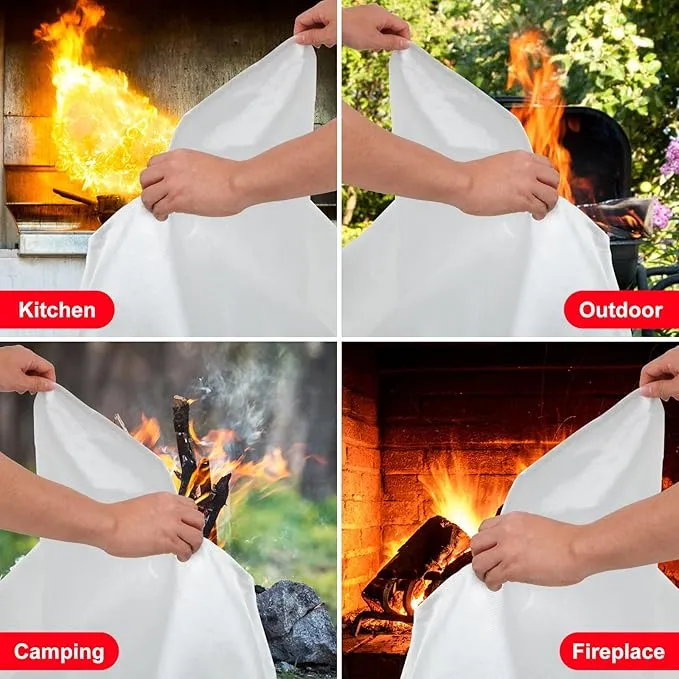 Aleric Emergency Fire Blanket for Home and Kitchen, 2 Pack Fire Suppression Blanket, Fire Extinguisher Blanket, Flame Retardant Blankets Fiberglass Fire Blankets for House Camping