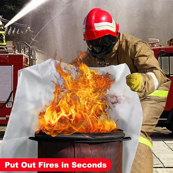 Aleric Emergency Fire Blanket for Home and Kitchen, 2 Pack Fire Suppression Blanket, Fire Extinguisher Blanket, Flame Retardant Blankets Fiberglass Fire Blankets for House Camping