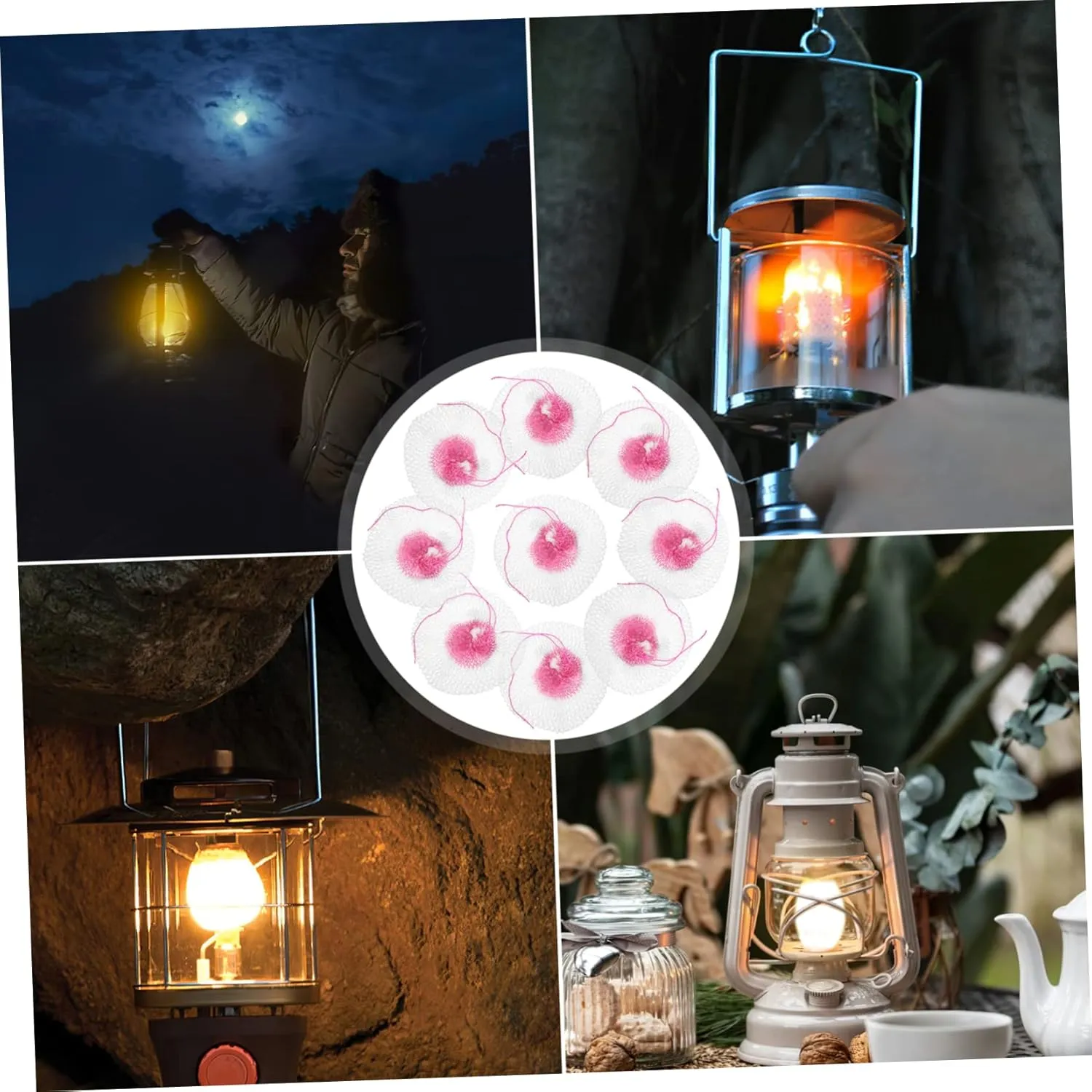 Alipis 5sets Lantern Wicks Replacement Double Head Mantles for Propane and Kerosene Lamps 10pcs*5
