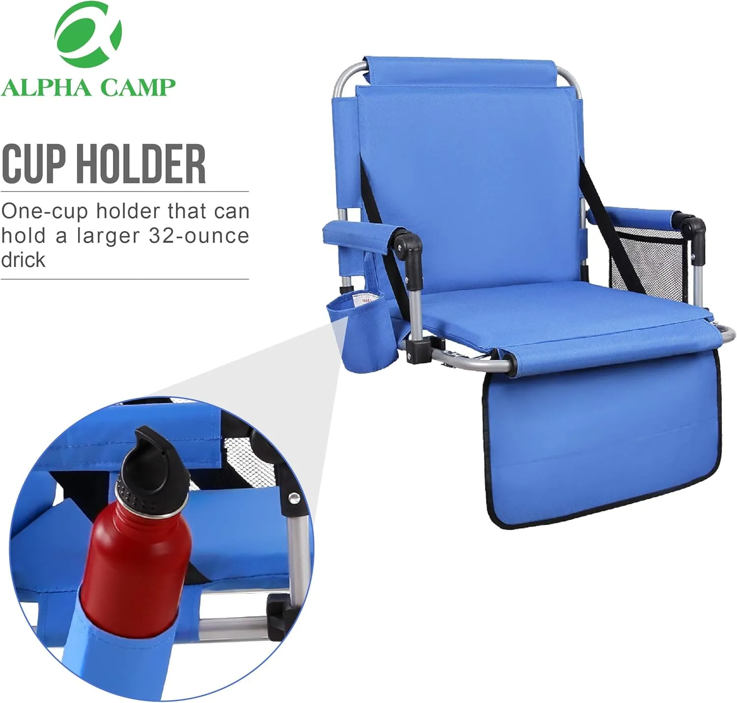 ALPHA CAMP Stadium Seat Padded Chair for Bleachers with Back& Arm Rest
