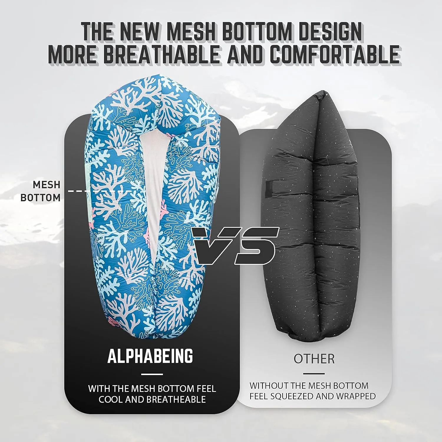 AlphaBeing Inflatable Lounger Air Sofa, Portable Inflatable Couch Mesh Hollow Air Hammock Anti Leakage Air Chair for Outdoor Camping Beach Traveling