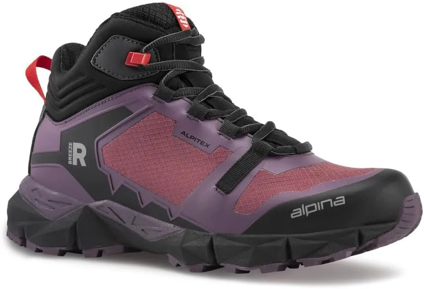Alpina Breeze Women's Hiking Boots - Lightweight Ankle High Waterproof Shoes with Alpitex Breathable Membrane and Anti Slip Vibram Sole