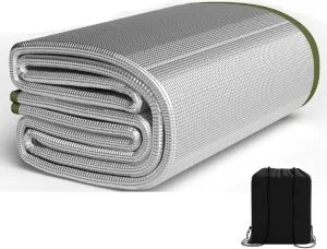 Aluminium Foil Sleeping Mat Foam Mats 7mm Thick Outdoor Double-Sided Moisture-Proof Foldable Tent Floor Mat Heat Insulating Blanket Thermal Camping Ultralight Silver