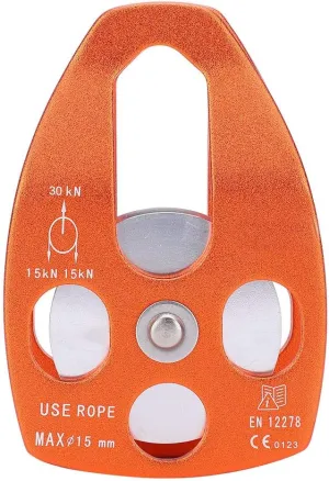 Alvinlite Climbing Pulley, 30KN Fixed Aluminum Side Plate Rope Pulleys Orange Single Sliding Side Plate for Climbing Aloft Work