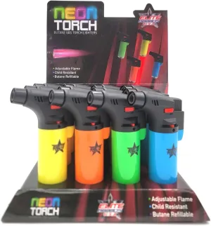 Angled Jet Flame Torch Lighters, Bulk Pack of 12, Windproof Butane Refillable Upgrade, Ideal as Camping Cooking Hiking Hunting Melting Blow Torch