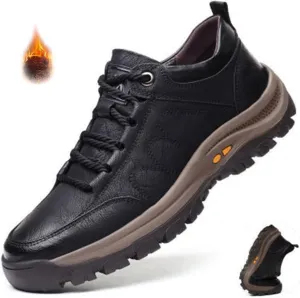 AngryMonkey Men Hiking Shoes Arch Support Anti-Fatigue Anti Slip Shock-Absorbing Outdoor Snow Warm Running Boots,Large Sizes 6 to 13 (Black&Cotton,8,Men,8)