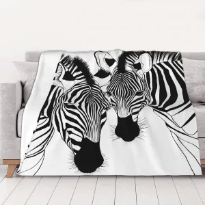 Anti-Pill Flannel Blanket 60x50 Inch, Abstract Animal Zebra Print Blankets, Lightweight Luxury Throw Blanket for Bed, Sofa, Camping, Ultra-Soft Compact Travel Blanket Gift Set