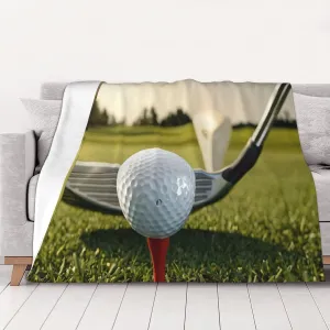 Anti-Pill Flannel Blanket 60x50 Inch, Golf Ball Print Blankets, Lightweight Luxury Throw Blanket for Bed, Sofa, Camping, Ultra-Soft Compact Travel Blanket Gift Set