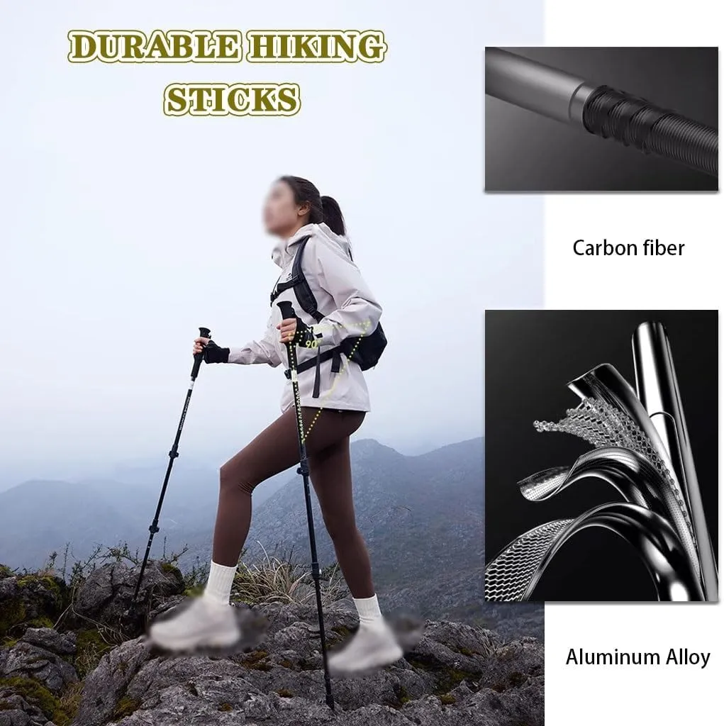 Anti-Shock Lightweight Walking Stick, Trekking Pole with EVA Grips, Quick Adjustable Flip Locks, for Travel, Outdoor Adventures