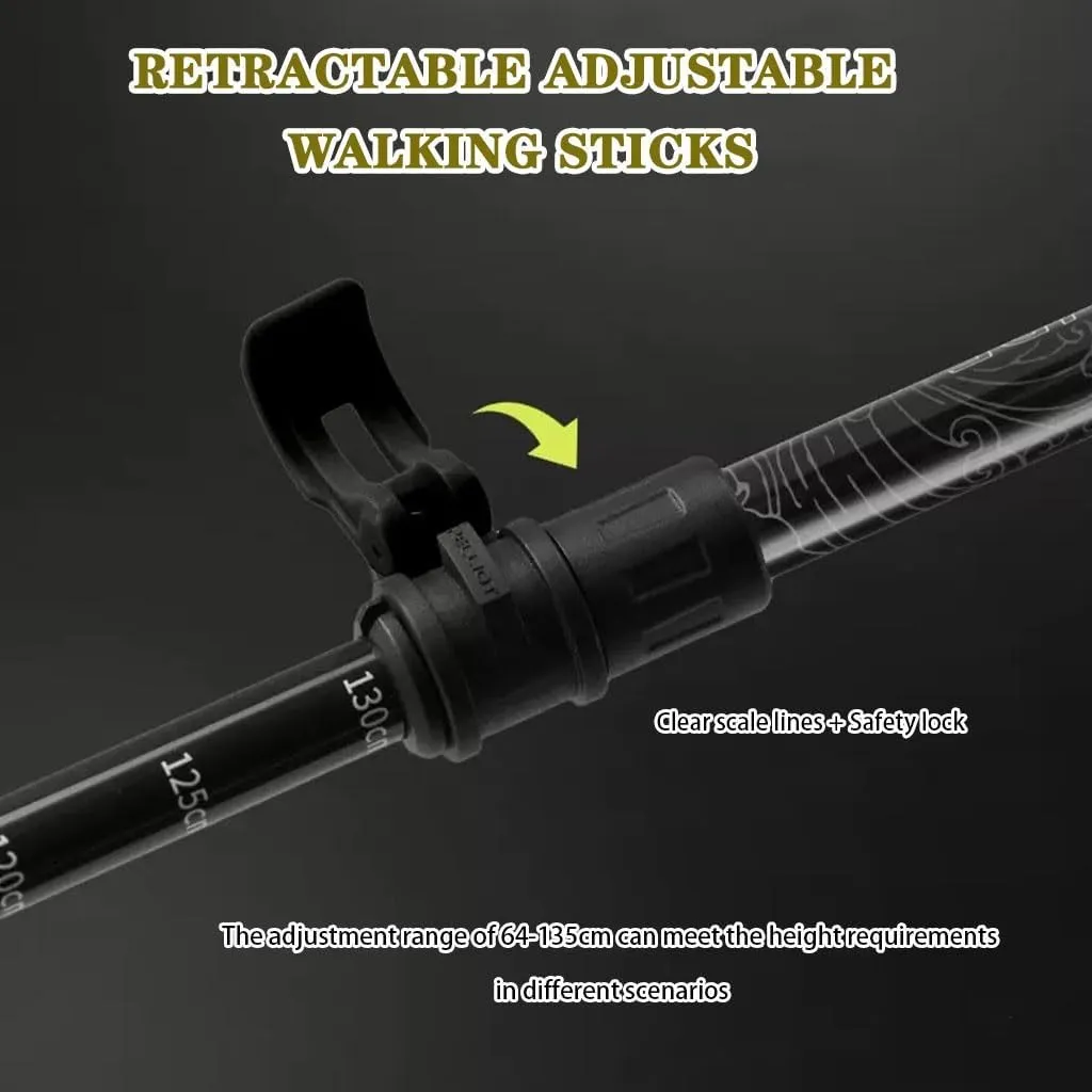 Anti-Shock Lightweight Walking Stick, Trekking Pole with EVA Grips, Quick Adjustable Flip Locks, for Travel, Outdoor Adventures