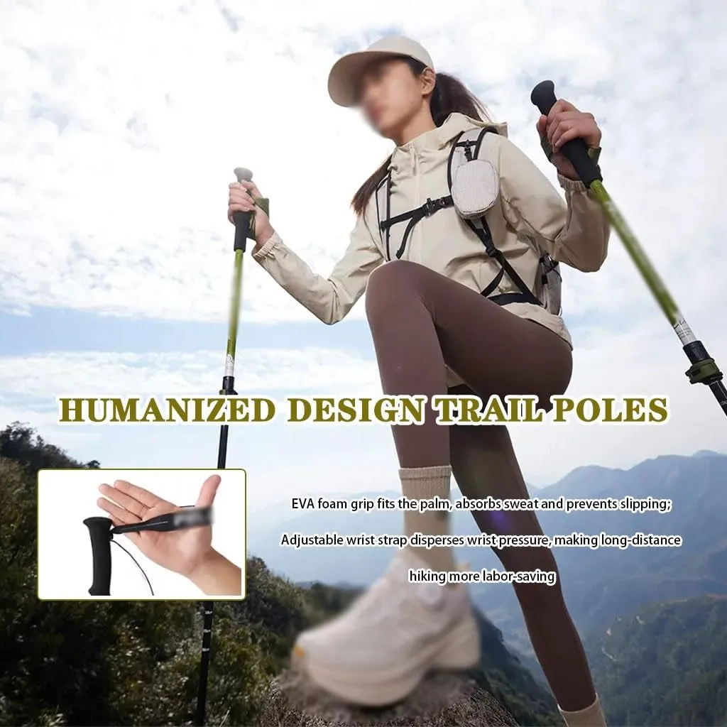 Anti-Shock Lightweight Walking Stick, Trekking Pole with EVA Grips, Quick Adjustable Flip Locks, for Travel, Outdoor Adventures