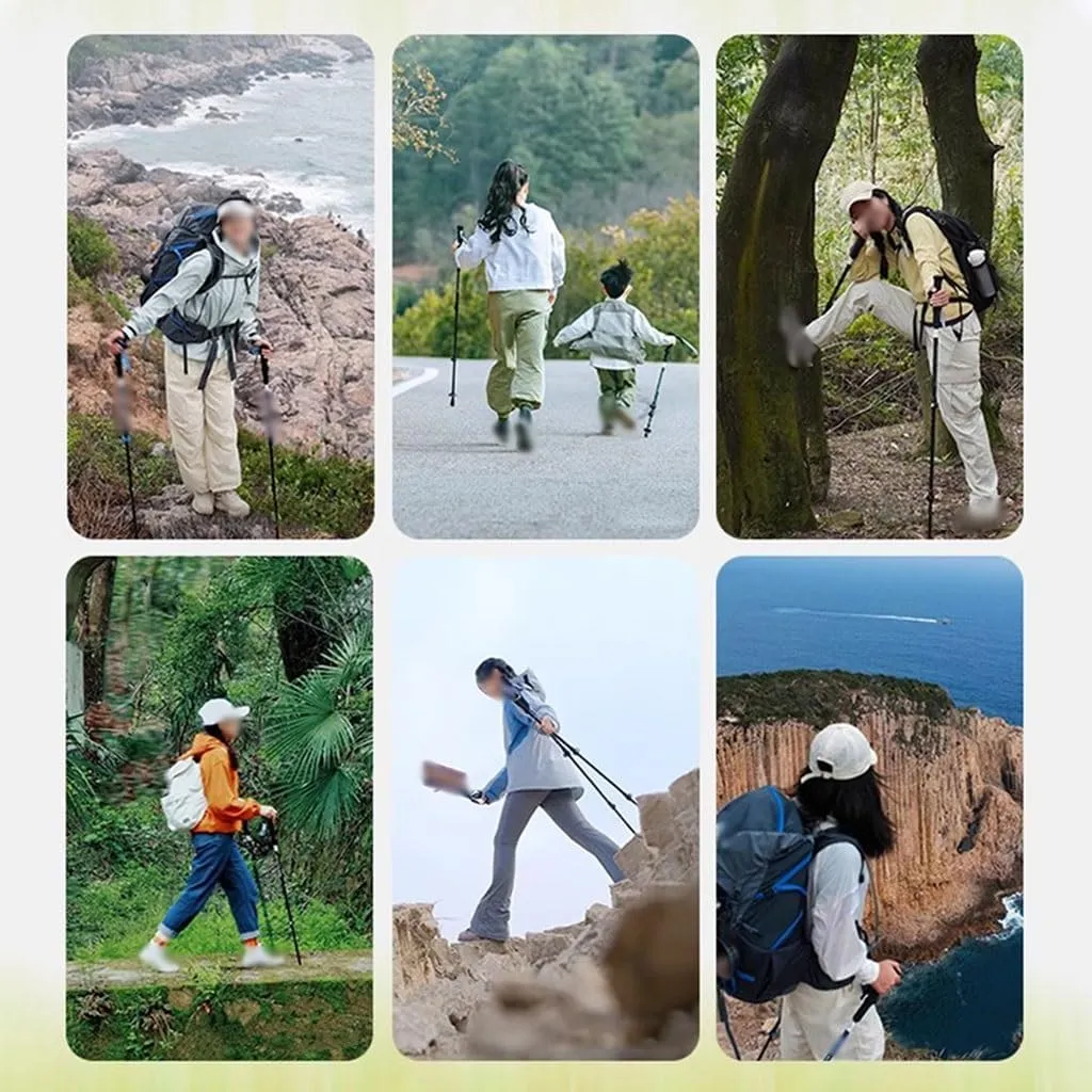Anti-Shock Lightweight Walking Stick, Trekking Pole with EVA Grips, Quick Adjustable Flip Locks, for Travel, Outdoor Adventures