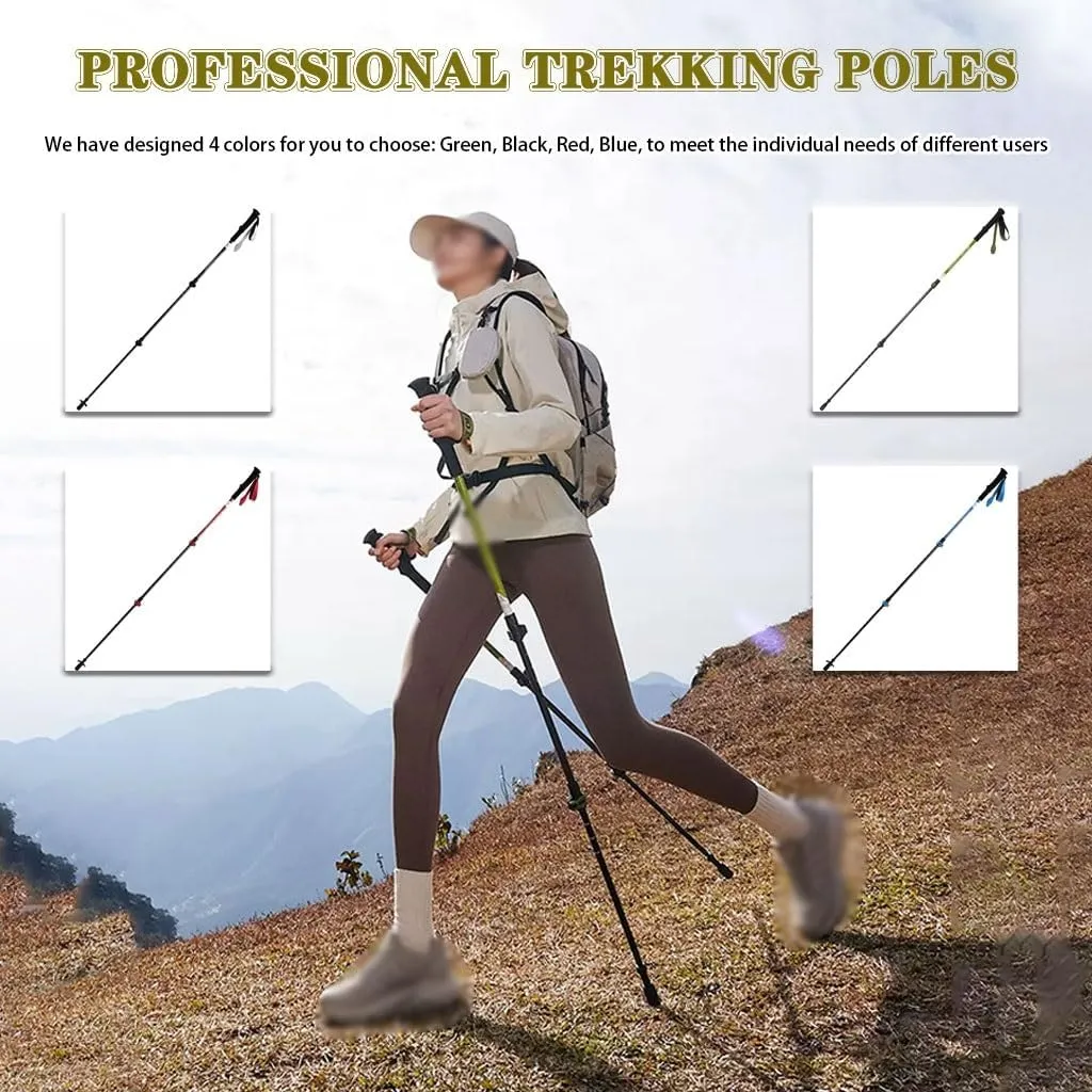 Anti-Shock Lightweight Walking Stick, Trekking Pole with EVA Grips, Quick Adjustable Flip Locks, for Travel, Outdoor Adventures