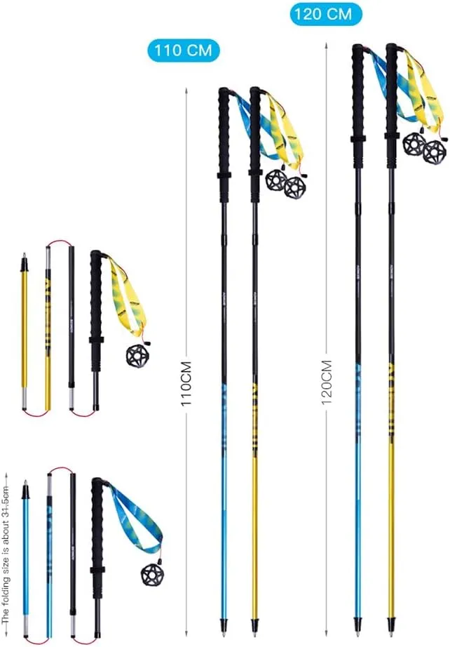 AONIJIE 2Pcs Collapsible Hiking Poles for Men and Women - Lightweight Carbon Fiber Aluminum Folding Trekking Poles for Hiking Durable Walking Sticks with Extra-Long Foam Handle