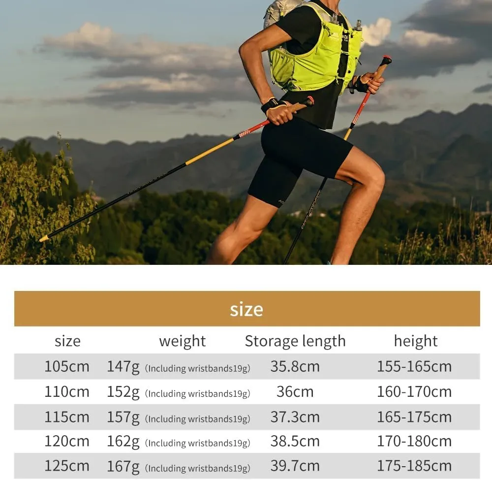 AONIJIE Lightweight 2 pcs Folding Carbon Fiber Trekking Poles with Quick Lock System - Ideal for Hiking, Camping, and Adventures